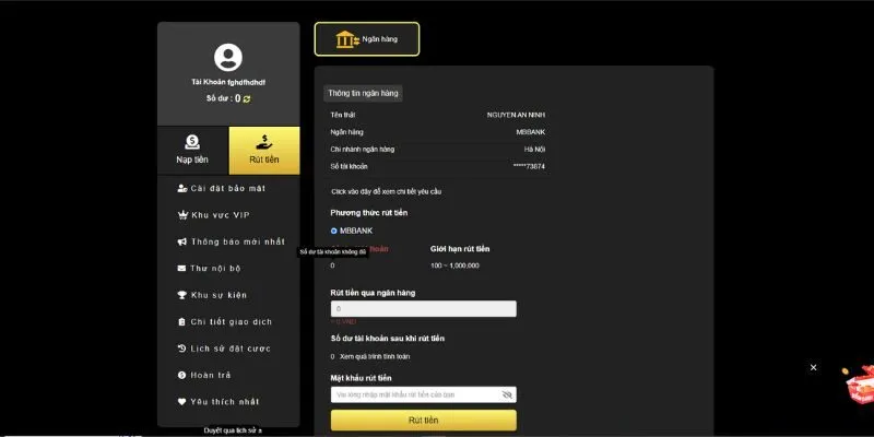 Nhận tiền rút về tài khoản trong 3 phút